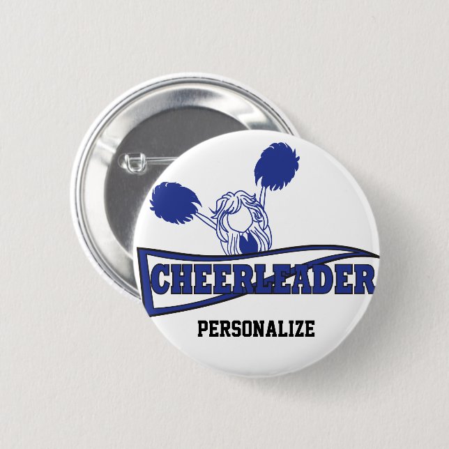 Niedlich Cheerleader Girl | DIY Name | Dunkelblau Button (Vorne & Hinten)