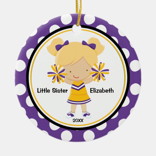 Niedlich Cheerleader Little Sister Weihnachtsschmu Keramikornament (Vorne)