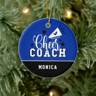 Niedlich Cheertrainer Personalisiert Blau und Schw Keramik Ornament