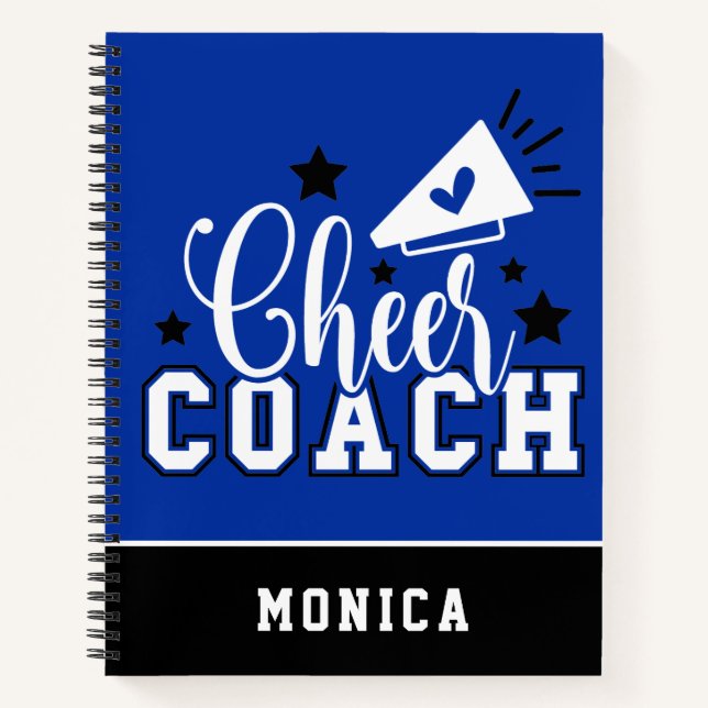 Niedlich Cheertrainer Personalisiert Blau und Schw Notizbuch (Vorderseite)
