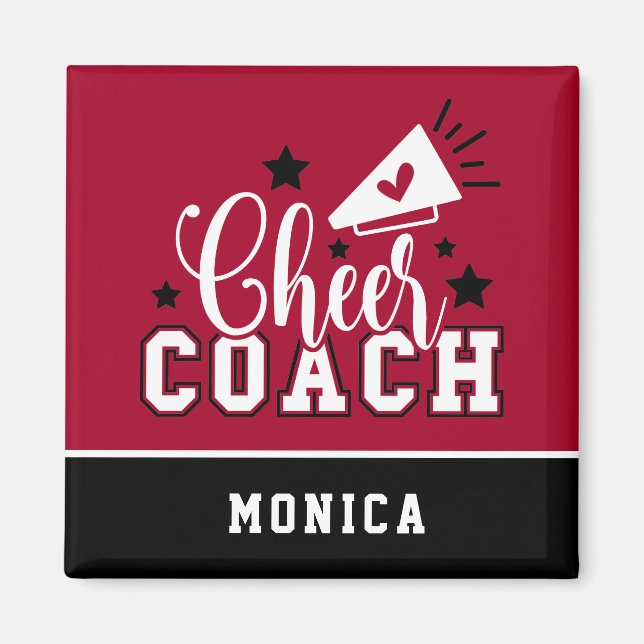 Niedlich Cheertrainer Personalisiert Rot und Schwa Magnet (Vorne)