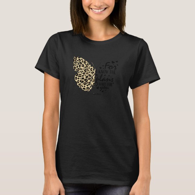 Niedlich Cheetah Print Butterfly Christlich Religi T-Shirt (Vorderseite)