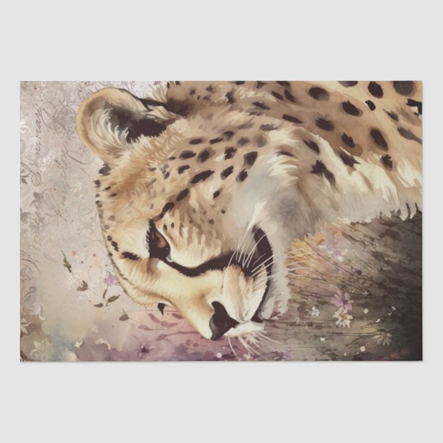 Niedlich Cheetah Wilde Katze Wasserfarbe Seidenpapier (Vorderseite)