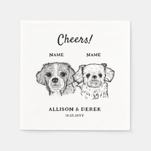 Niedlich Chef Personalisiert 2 Hunde Hochzeitscock Serviette