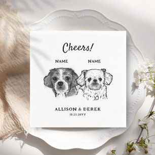 Niedlich Chef Personalisiert 2 Hunde Hochzeitscock Serviette