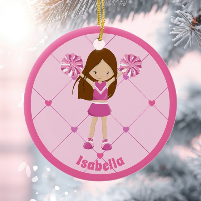 Niedlich Cheleader Pink Personalisiert Weihnachten Keramik Ornament (Von Creator hochgeladen)