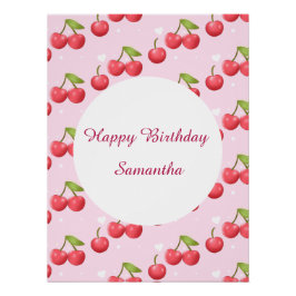 Niedlich Cherry 1. Geburtstag Party Poster