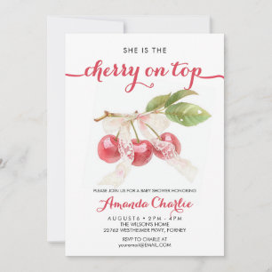 Niedlich Cherry auf Top Girl Dusche Einladung