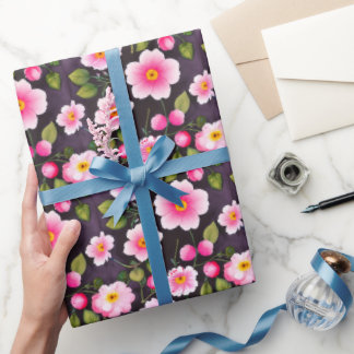Niedlich Cherry Blume rot, blau, gelb Geschenkpapier