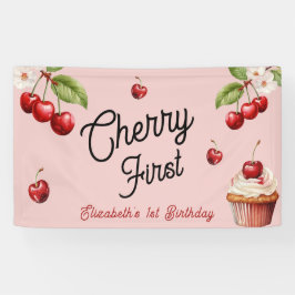 Niedlich Cherry First Girly Birthday Pink Banner