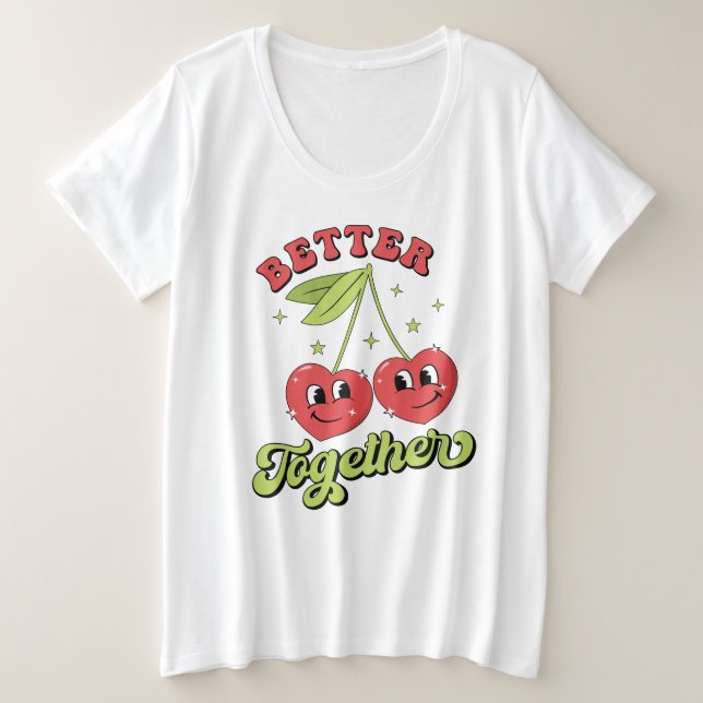 Niedlich Cherry versammelt Freunde und Bekannte Große Größe T-Shirt (Design vorne)