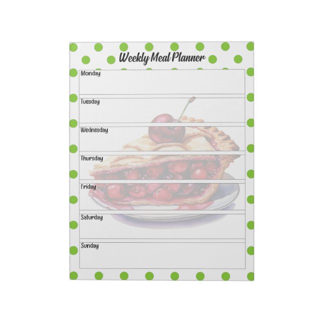 Niedlich Cherry Weekly Meal Planner Notizblock (Rotiert)