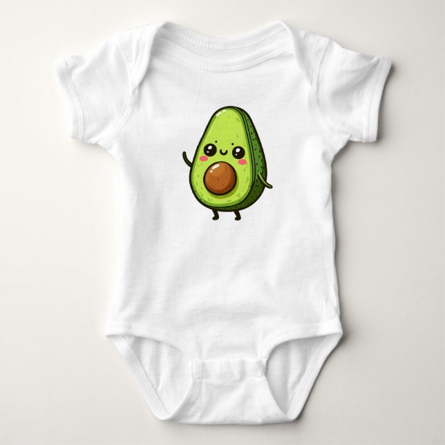 Niedlich Chibi Avocado Baby Strampler (Vorderseite)