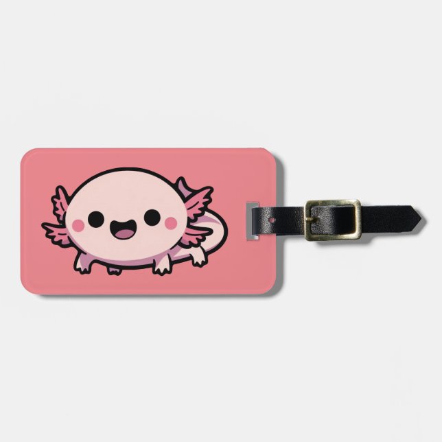 Niedlich Chibi Axolotl Gepäckanhänger (Vorderseite horizontal)