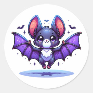 Niedlich Chibi Cartoon Bat Halloween Runder Aufkleber