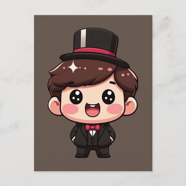 Niedlich Chibi Gentleman Postkarte (Vorderseite)