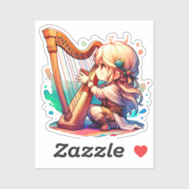 Niedlich Chibi Girl Playing Harl Aufkleber