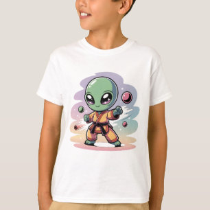 Niedlich Chibi Karate Alien Funny Kawaii UFO T-Shirt