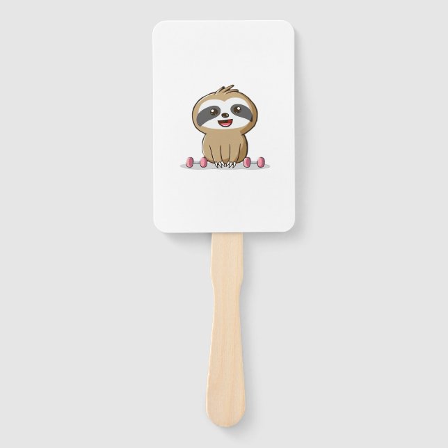 Niedlich Chibi Sloth Workout � Funny Kawaii Gym Ti Fächer (Vorderseite)