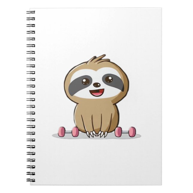 Niedlich Chibi Sloth Workout � Funny Kawaii Gym Ti Notizblock (Vorderseite)