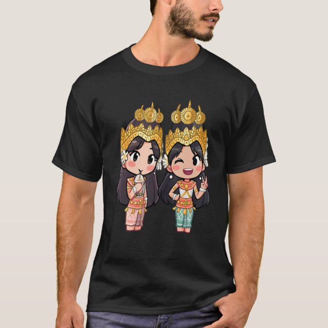Niedlich Chibi Style Cambodian Khmer Apsara Beste  T-Shirt (Vorderseite)