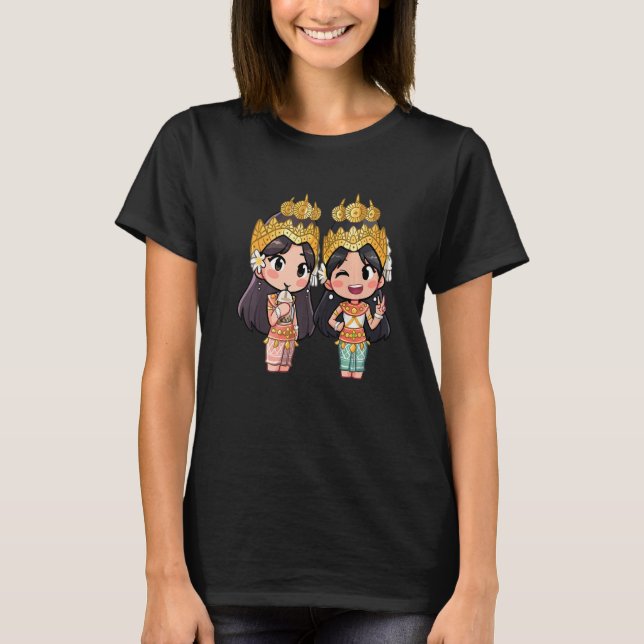 Niedlich Chibi Style Cambodian Khmer Apsara Beste  T-Shirt (Vorderseite)