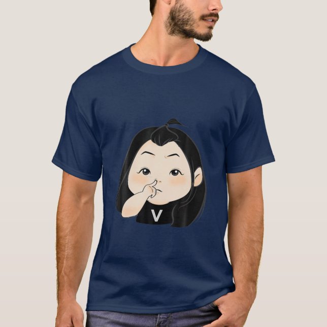 Niedlich Chibi Style Kawaii Anime Girl T-Shirt (Vorderseite)