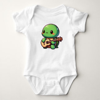 Niedlich Chibi Turtle Playing Guitar Baby Strampler