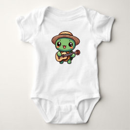 Niedlich Chibi Turtle Playing Guitar Baby Strampler