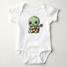 Niedlich Chibi Turtle Playing Guitar Baby Strampler