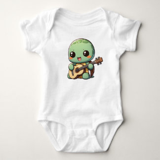 Niedlich Chibi Turtle Playing Guitar Baby Strampler