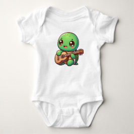 Niedlich Chibi Turtle Playing Guitar Baby Strampler