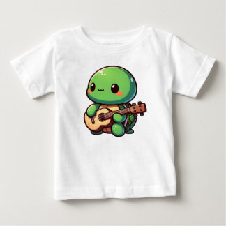 Niedlich Chibi Turtle Playing Guitar Baby T-shirt