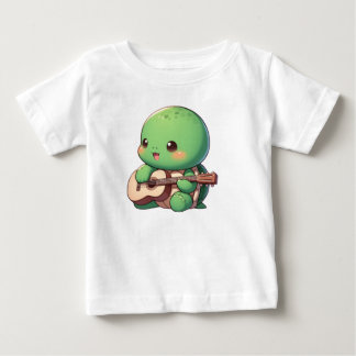Niedlich Chibi Turtle Playing Guitar Baby T-shirt
