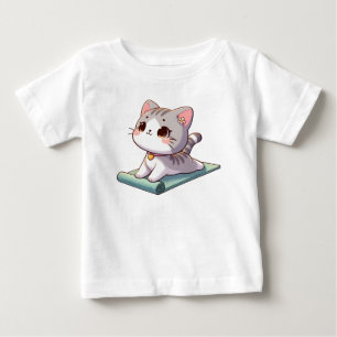 Niedlich Chibi Yoga Cat Baby T-shirt