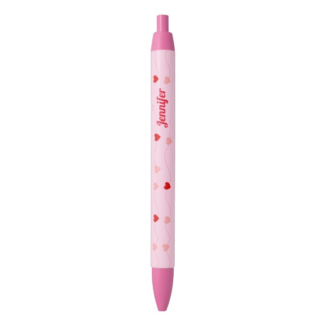 Niedlich Chic Blush Rosa Rote Herzen Personalisier Kugelschreiber (Vorderseite Vertikal)