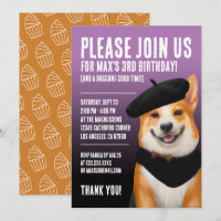 Niedlich Chic Corgi Dog Wearing Beret & Bandana