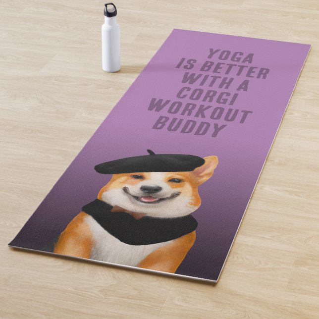 Niedlich Chic Corgi Dog Wearing Beret & Bandana Yogamatte (Beispiel)