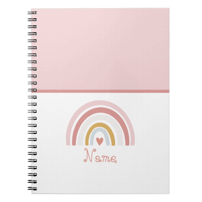 Niedlich Chic Individuelle Name Rosa Regenbogen Notizblock (Vorderseite)