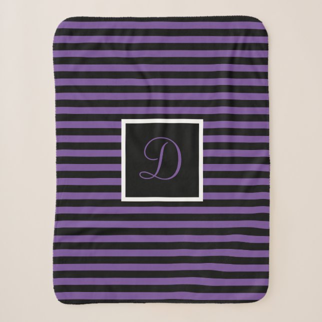Niedlich Chic Initial Lila und schwarz Streifen Sherpadecke (Vorderseite)