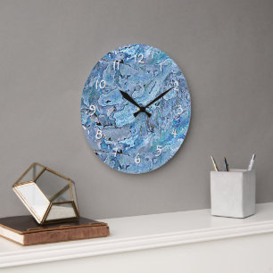 Niedlich Chic Lila Blue Imitats Sea Muschel Muster Große Wanduhr