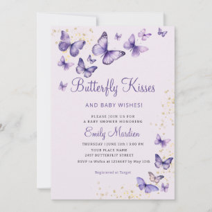 Niedlich Chic Lila Butterfly kisses Girl Baby Show Einladung