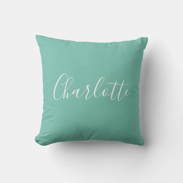 Niedlich Chic Minimalistisch Calligrafy Name Minze Kissen (Vorderseite)