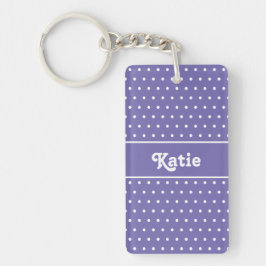 Niedlich Chic Name Polka Dot Lavender Lila und wei Schlüsselanhänger