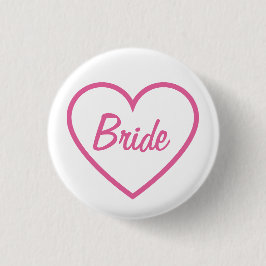 Niedlich Chic Pink Bride Cursive Script Herz Button