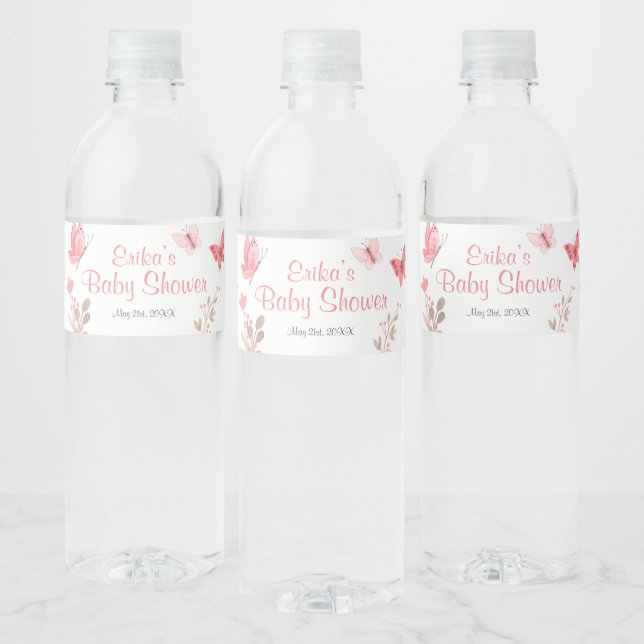 Niedlich Chic Pink Floral Butterflies Babydusche (Flaschen)