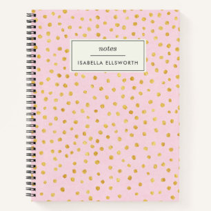 Niedlich Chic Pink Gold Polka Dot Personalisiert Notizbuch