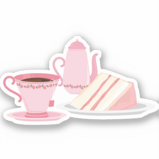 Niedlich Chic Pink Tee Set Themed Sticker (Vorderseite)