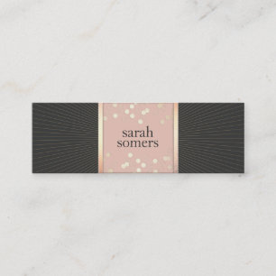 Niedlich Chic Pink und Black Gold Confetti Girl Mini Visitenkarte