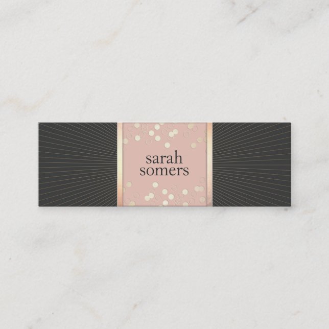 Niedlich Chic Pink und Black Gold Confetti Girl Mini Visitenkarte (Vorderseite)